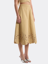 CHRISTY LYNN Bobbi Cotton Canvas Midi Skirt in KHAKI – Image 5