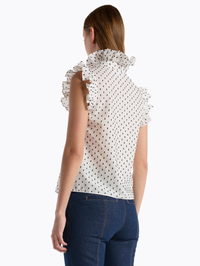 CHRISTY LYNN Marfa Ruffle Top in White Black Dot in WHITE BLACK DOT – Image 2