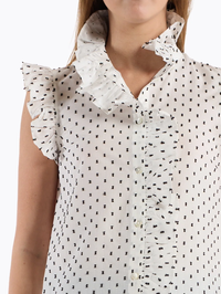 CHRISTY LYNN Marfa Ruffle Top in White Black Dot in WHITE BLACK DOT – Image 3