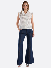 CHRISTY LYNN Marfa Ruffle Top in White Black Dot in WHITE BLACK DOT – Image 4