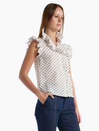 CHRISTY LYNN Marfa Ruffle Top in White Black Dot in WHITE BLACK DOT – Image 5