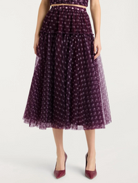 Camille Polka Dot Selly Skirt by CINQ A SEPT-DEEP PLUM/LIMESTONE-AMY Atelier