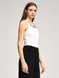 CINQ A SEPT Crystal Lattice Lizzie Tank in White in White – Image 3