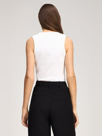 CINQ A SEPT Crystal Lattice Lizzie Tank in White in White – Image 4