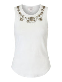 CINQ A SEPT Crystal Lattice Lizzie Tank in White in White – Image 6