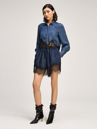 CINQ A SEPT Drapey Tencel Verne Short in Inkwell/black – Image 1