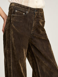 CINQ A SEPT Flocked Betsy Jeans in Dark Olive – Image 2