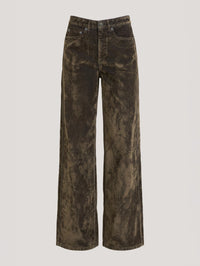 CINQ A SEPT Flocked Betsy Jeans in Dark Olive – Image 8