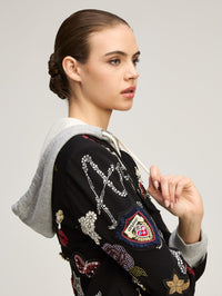 CINQ A SEPT Greatest Hits Hooded Le Petit Khloe Jacket in Black/heather Grey – Image 2