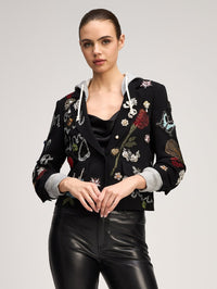 CINQ A SEPT Greatest Hits Hooded Le Petit Khloe Jacket in Black/heather Grey – Image 3
