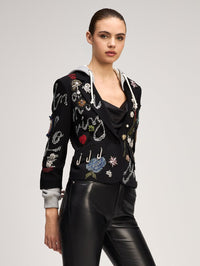 CINQ A SEPT Greatest Hits Hooded Le Petit Khloe Jacket in Black/heather Grey – Image 4