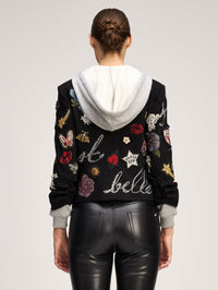 CINQ A SEPT Greatest Hits Hooded Le Petit Khloe Jacket in Black/heather Grey – Image 5
