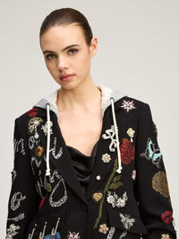 CINQ A SEPT Greatest Hits Hooded Le Petit Khloe Jacket in Black/heather Grey – Image 7