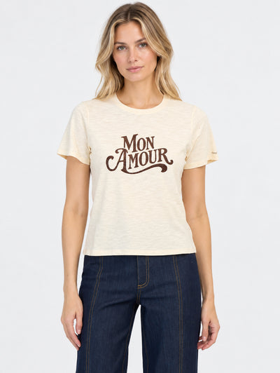 Heatset Mon Amour Shrunken Tee in Gardenia