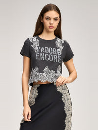 CINQ A SEPT JADORE ENCORE TEE IN WASHED BLACK/IVORY – Image 3