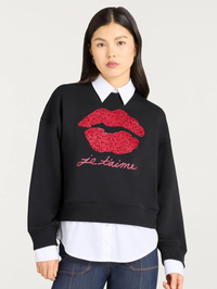 Je Taime Justina Pullover by CINQ A SEPT-BLACK/ROSEWOOD-AMY Atelier