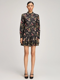 Front view of the Love Letter Floral Emilienne Dress in Black Multi by Cinq à Sept with button-front closure