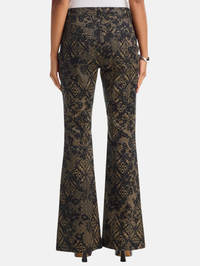 Back view of the Printed Patchwork Lace Charlie Jeans in Biscotti/Black by Cinq à Sept