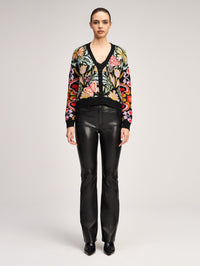 CINQ A SEPT Psychedellic Amour Cardigan in Black – Image 1