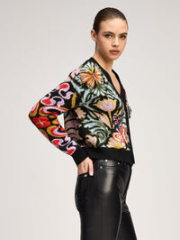 CINQ A SEPT Psychedellic Amour Cardigan in Black – Image 4