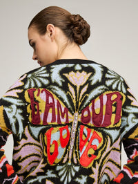 CINQ A SEPT Psychedellic Amour Cardigan in Black – Image 6