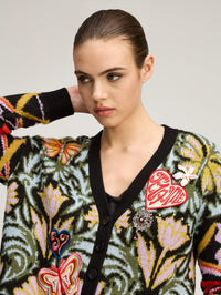 CINQ A SEPT Psychedellic Amour Cardigan in Black – Image 7