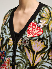 CINQ A SEPT Psychedellic Amour Cardigan in Black – Image 8