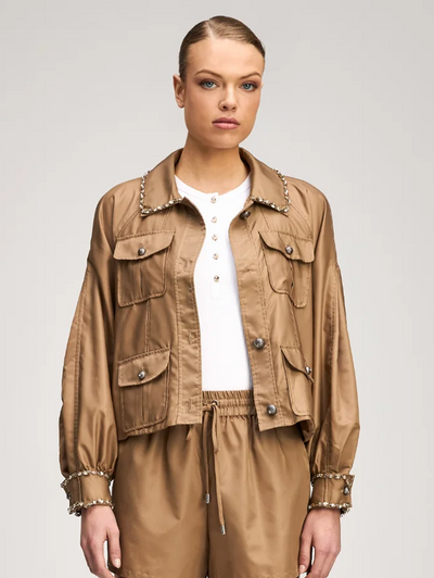 Rhinestone Chain Adami Jacket in Brown Sandstone