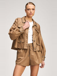CINQ A SEPT RHINESTONE CHAIN ADMAI JACKET IN BROWN SANDSTONE in BROWN SANDSTONE – Image 3