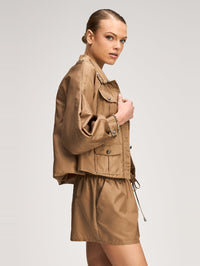 CINQ A SEPT RHINESTONE CHAIN ADMAI JACKET IN BROWN SANDSTONE in BROWN SANDSTONE – Image 4