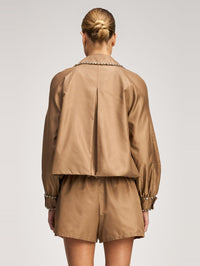 CINQ A SEPT RHINESTONE CHAIN ADMAI JACKET IN BROWN SANDSTONE in BROWN SANDSTONE – Image 5