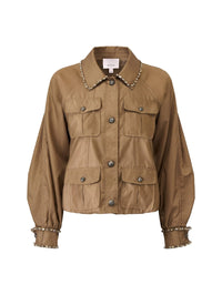 CINQ A SEPT RHINESTONE CHAIN ADMAI JACKET IN BROWN SANDSTONE in BROWN SANDSTONE – Image 7