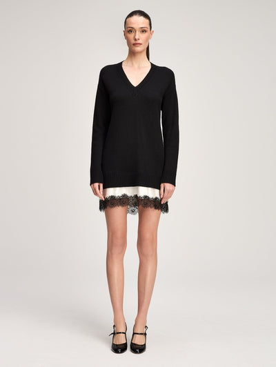 Simona Dress in Black/ivory