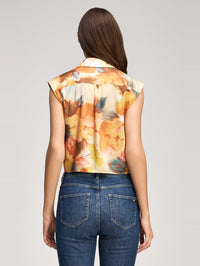 CINQ A SEPT Watercolor Floral Sleeveless Marianna Top in Smoke Sand Multi in Smoke Sand Multi – Image 5