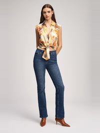 CINQ A SEPT Watercolor Floral Sleeveless Marianna Top in Smoke Sand Multi in Smoke Sand Multi – Image 6
