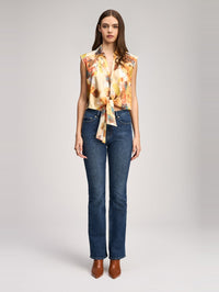CINQ A SEPT Watercolor Floral Sleeveless Marianna Top in Smoke Sand Multi in Smoke Sand Multi – Image 1