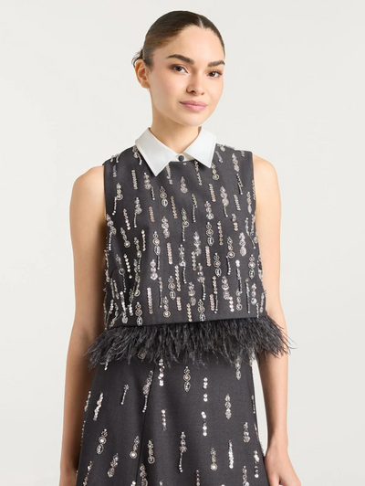 Selene Feather and Sequin Top