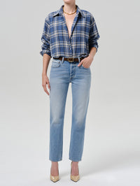 CITIZENS OF HUMANITY Ana Cropped Shirt in Marina Plaid – Image 5