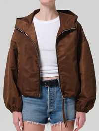 Cropped Nylon Windbreaker by CITIZENS OF HUMANITY-BROWN-AMY Atelier