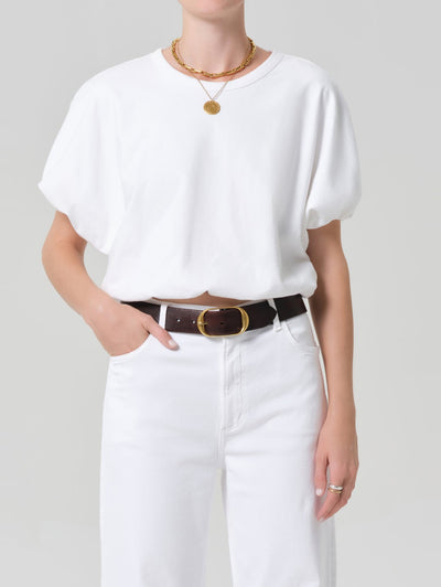 Gia Bubble Tee in Soft White