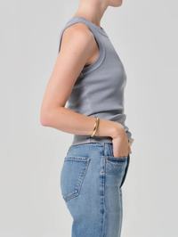 CITIZENS OF HUMANITY Isabel Rib Tank in Hematite in HEMATITE BLUE GREY – Image 5