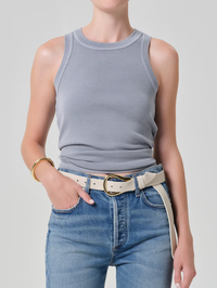 CITIZENS OF HUMANITY Isabel Rib Tank in Hematite in HEMATITE BLUE GREY – Image 6