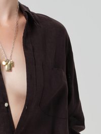 Kayla Shrunken Linen Shirt in Chocolate by CITIZENS OF HUMANITY - View 4