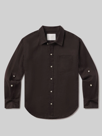 Kayla Shrunken Linen Shirt in Chocolate by CITIZENS OF HUMANITY - View 6