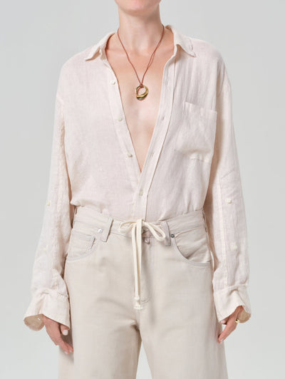 Kayla Shrunken Shirt in Pale Stone