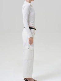 Side view of the Citizens of Humanity Thassos Utility Pant in Pashmina showing the flap cargo pocket.