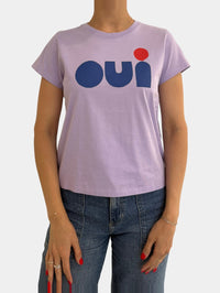 CLARE V. Classic Tee - Cut-Out Oui in Jacaranda in Jacaranda – Image 1