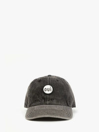 CLARE V. DENIM BASEBALL HAT in FADED BLACK – Image 1