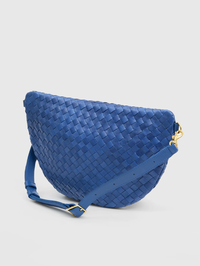 French Blue Diagonal Woven Medium Grande Fanny by CLARE V. - View 3