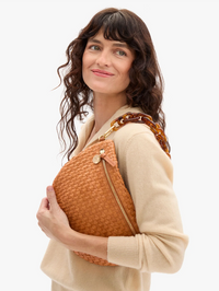 Natural Woven Checker Grande Fanny by CLARE V. - View 2